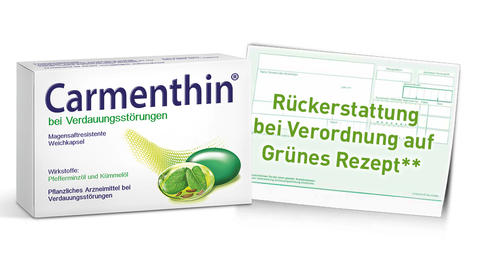 Carmenthin Verpackung mit grünem Rezept